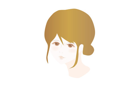 女性頭部イラスト 女性,美容,メイク,頭部,ヘアスタイルのイラスト素材