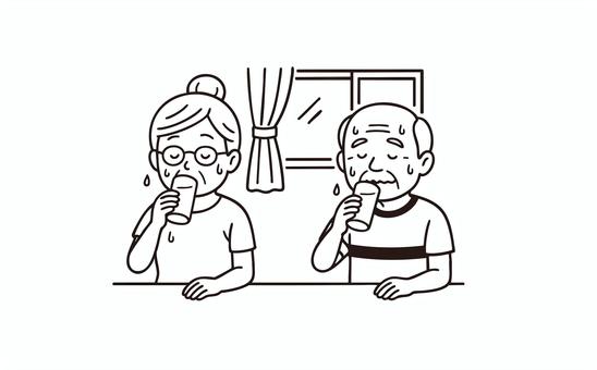 Illustration, heatstroke, senior, heat, 