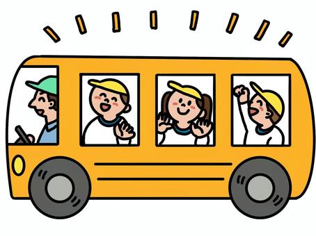 遠足中のバス バス,送迎,子ども,乗り物,かわいい,シンプルのイラスト素材