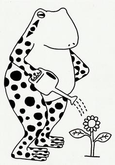 Illustration, a frog, wild animal caricature, personification, 