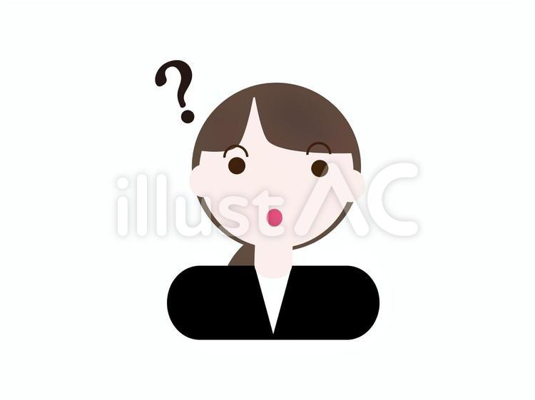 ビジネススーツの女性とはてなと疑問 はてな,疑問,表情のイラスト素材
