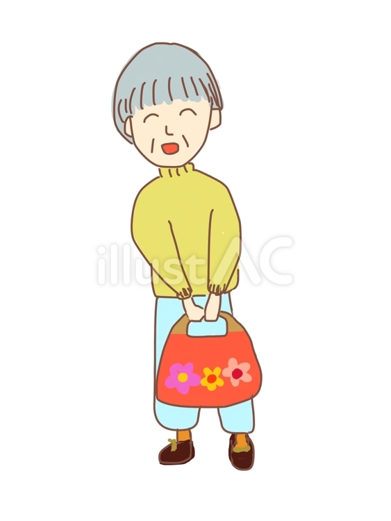 可愛いおばあちゃん おばあちゃん,一人,立ち姿のイラスト素材