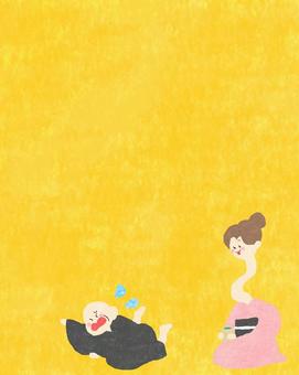 おばけにおどろくおじいさん♪ かわいい,ろくろ首,おばけ,幽霊,おじいさん,男性,男,人,おどろく,びっくりのイラスト素材