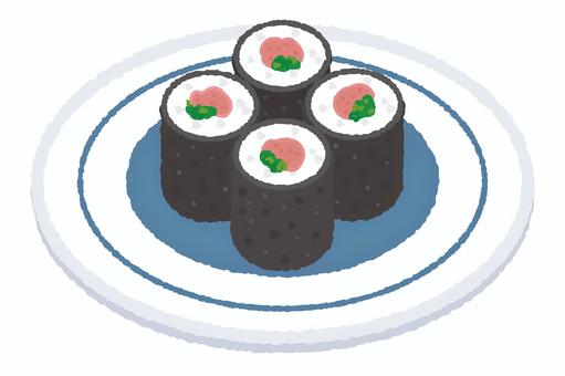 皿にのった寿司 ネギトロ,寿司,鮨,米,酢飯,回転寿司,コメ,スシ,寿司屋,和食のイラスト素材