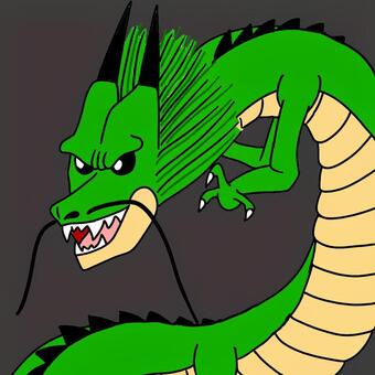 龍 龍,緑の龍,ドラゴン,かっこいい,シンプルのイラスト素材
