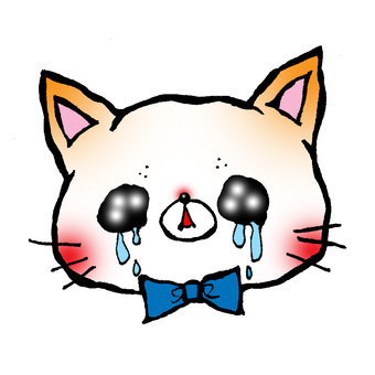 Illustration, cat, cry, tears, 