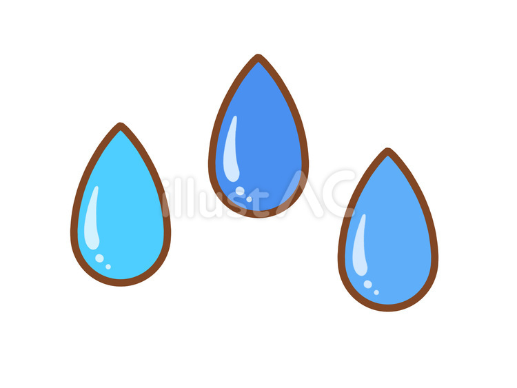 雨粒（3滴） 雨粒,水滴,雨のイラスト素材