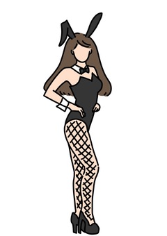 ひねり立ちバニーガール　カラー バニーガール,全身,立ち,セクシー,カラーのイラスト素材