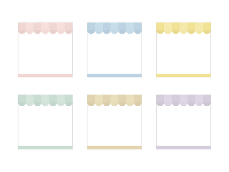 かわいいテントのお店フレームセット お店,フレーム,枠,店,店舗,囲み,見出し,テント,正方形,四角のイラスト素材