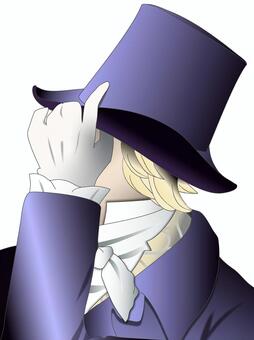 gentleman 紳士,男,帽子,シルクハット,クラバット,スカーフ,ベスト,ジャケット,コート,フロックコートのイラスト素材