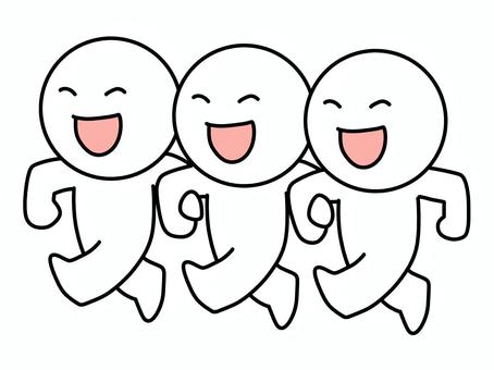 腕を組む3人の棒人間 笑顔,棒人間,腕を組む,3人,友達,友人,仲間,チーム,親友,楽しいのイラスト素材