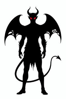 悪魔のシルエット画 悪魔,デビル,シルエット,影,地獄,ダーク,ファンタジー,漆黒,ホラー,怖いのイラスト素材