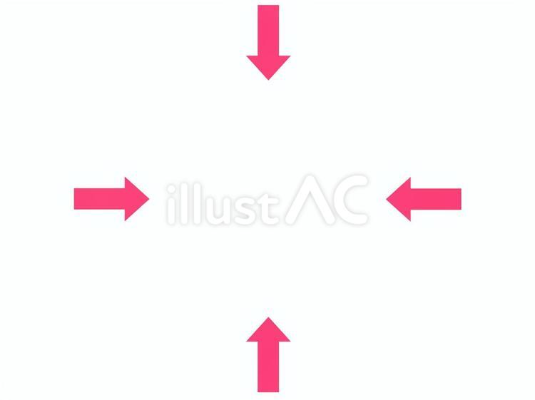 上下左右・四方からの細い内向き矢印（赤） 矢印,直線,上下左右のイラスト素材