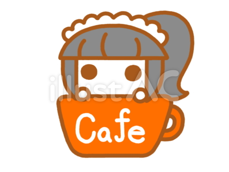 メイドカフェ　黒橙 メイド喫茶,メイドカフェ,メイドのイラスト素材