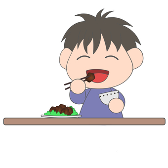 食事する男性01 男性,食事,食べる,茶碗,お箸のイラスト素材