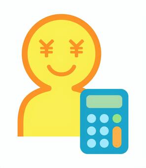 お金の目の人と電卓 お金,電卓,金儲け,売上,会計,人物,計算,金融,貯金,資産のイラスト素材