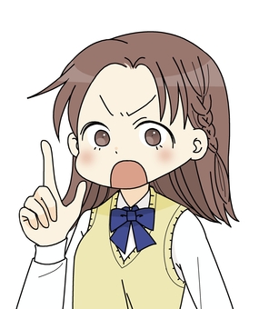 文句を言う学生 人物,文句,指摘,指さし,指図,セーター,怒る,学生,リボン,制服のイラスト素材