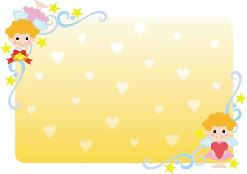 見出し70＜天使・背景・横＞ フレーム,枠,飾り枠,飾り罫,ラベル,翼,羽,天使,星,ハートのイラスト素材