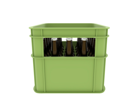 緑色のケースとビール ビールケース,ケース,ビール箱,入れ物,3d,cg,瓶ビール,緑色のイラスト素材