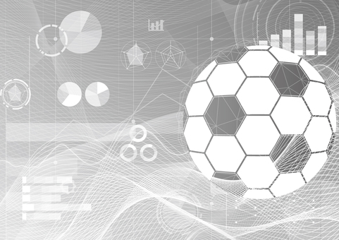 サッカーのデータとテクノロジーの背景素材 スポーツ,サッカー,ボール,曲線,波形,データ,テクノロジー,グラフ,スタイリッシュ,モノトーンのイラスト素材