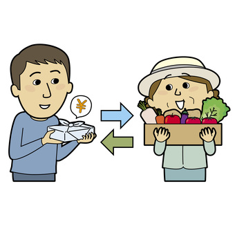 ふるさと納税02_輪郭あり 日本人,男性,女性,ふるさと納税,ふるさと,自治体,納税,税金,納税制度,寄付のイラスト素材