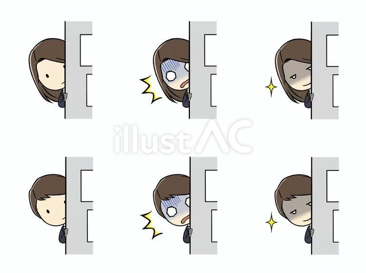 のぞき見する会社員たちセット のぞき見,のぞく,チラ見のイラスト素材