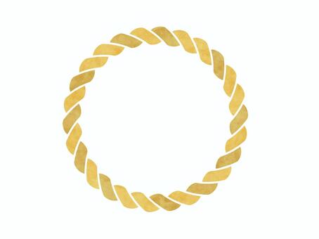 水彩風のシンプルなしめ縄フレーム しめなわ,フレーム,枠,手描き,水彩,和風,和,輪,丸,リースのイラスト素材