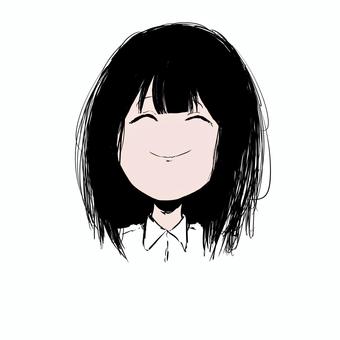 笑顔の黒髪の女の子 女の子,黒髪,人物,笑顔,ポップのイラスト素材