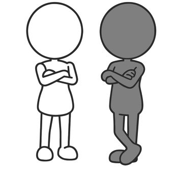 腕を組み考える二人 思考,考える,腕組み,対話,協力,相談,人間関係,ビジネス,課題,分析のイラスト素材