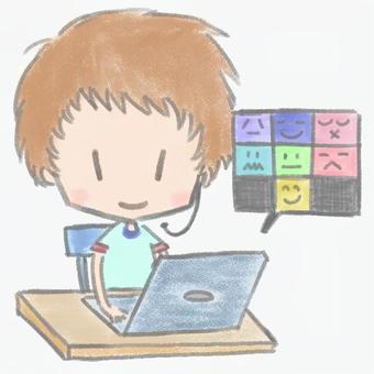 boy having a remote meeting, , JPG and PNG