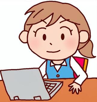 Illustration of a woman working on a computer, computer, pc, operation, JPG and PNG