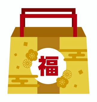 福袋イラスト4　黄色 福袋,新春,初売り,ハッピーバッグ,アイコン,紙袋,年明け,年末,歳末,広告のイラスト素材