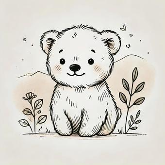 絵本に出てくるようなこぐま 絵本に出てくるようなこぐま こぐま,白,イラストのイラスト素材