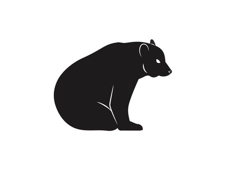 座る熊シルエット 熊,ヒグマ,座る,害獣,リアル,全身,主線なし,カラー,哺乳類,野生動物のイラスト素材
