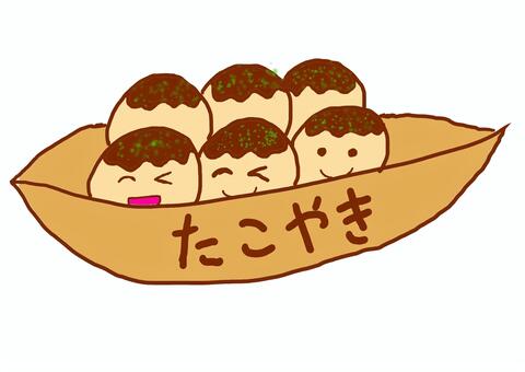 たこ焼き たこ焼き,かわいい,食べ物,ソース,茶色のイラスト素材