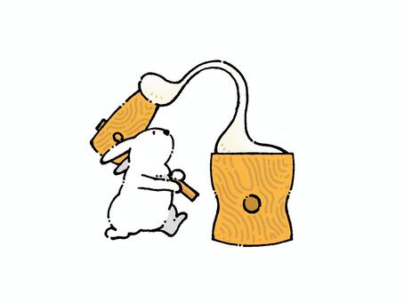 餅をつくうさぎ うさぎ,餅つき,お月見,臼,杵,兎,餅,お餅,お正月,新年のイラスト素材