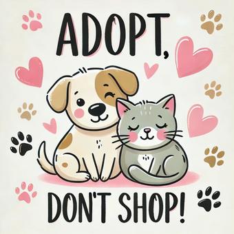 里親募集を促す犬と猫のイラスト