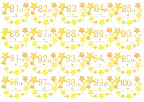周年ラベル(81～100) アニバーサリー,周年,ラベル,ロゴ,印,スタンプ,橙,オレンジ,金,金色のイラスト素材