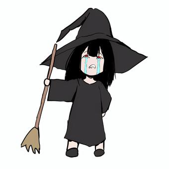泣く魔女の女の子 泣き顔,表情,女の子,魔女,ハロウィンイラストのイラスト素材
