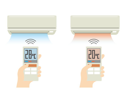 エアコン温度設定 エアコン,温度設定,20度,28度,夏,冬,暖房,冷房,生活,リモコンのイラスト素材