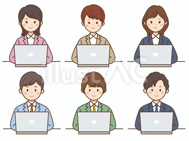 パソコン操作する人イラスト - No: 23084179｜無料イラスト・フリー素材なら「イラストAC」
