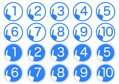 指差し数字_青 指差し数字_青 ビジネス,数字,水彩,ポイント,指差し,青,ブルーのイラスト素材