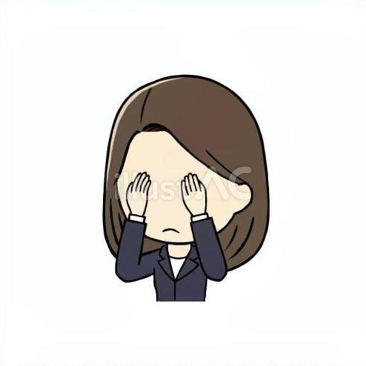 目を覆う会社員女性 目,覆う,隠すのイラスト素材