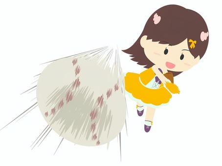 剛速球を投げるアイドル アイドル,女性,芸能人,投球,歌手,仮装,かわいい,美少女,萌え系,黄のイラスト素材