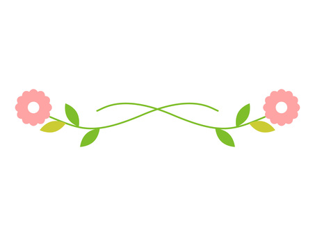 春のカード用フラワーモチーフの区切り線 花,飾り罫,区切り線,春,ボーダー,蔓,装飾,タイトル,横,葉っぱのイラスト素材
