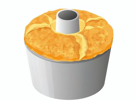 焼きたてのシフォンケーキ1 焼きたてのシフォンケーキ1 シフォンケーキ,焼きたて,お菓子作り,料理,食べ物,シフォンケーキ型のイラスト素材