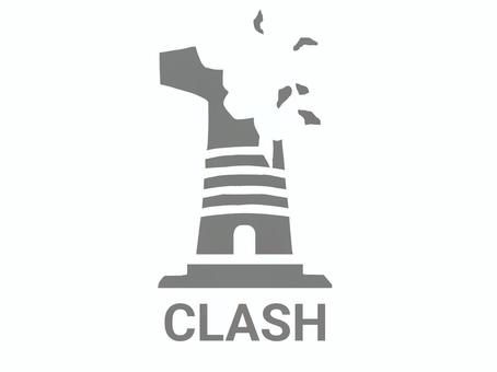 アイコン風〜CLASH・グレー〜 アイコン,clash,破損,破壊,グレー,文字,イラスト,透過,英語,単語のイラスト素材