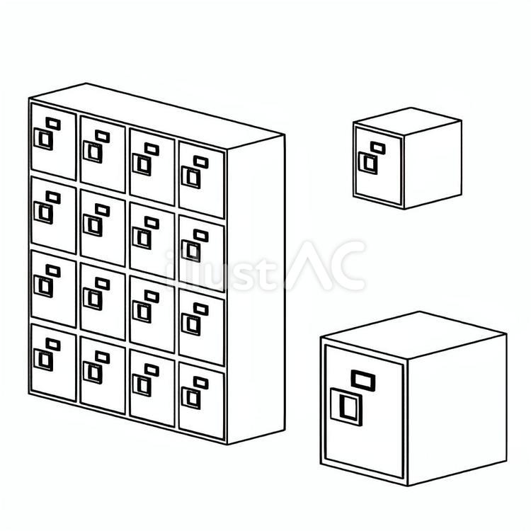 扉付き下駄箱の線画 下駄箱,靴箱,ロッカーのイラスト素材