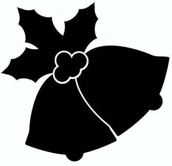 クリスマスで使うジングルベルと柊（黒） ジングルベル,鈴,シルエット,クリスマス,ベル,アイコン,xmas,christmas,クリスマス素材,シンプルのイラスト素材