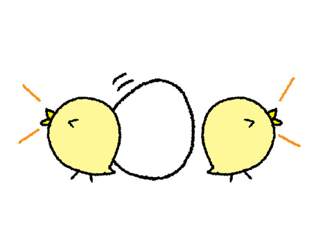 ひよことタマゴ ひよこ,タマゴ,可愛い,pop調,手描き,挿絵,ワンポイント,素材,商用可,無料のイラスト素材